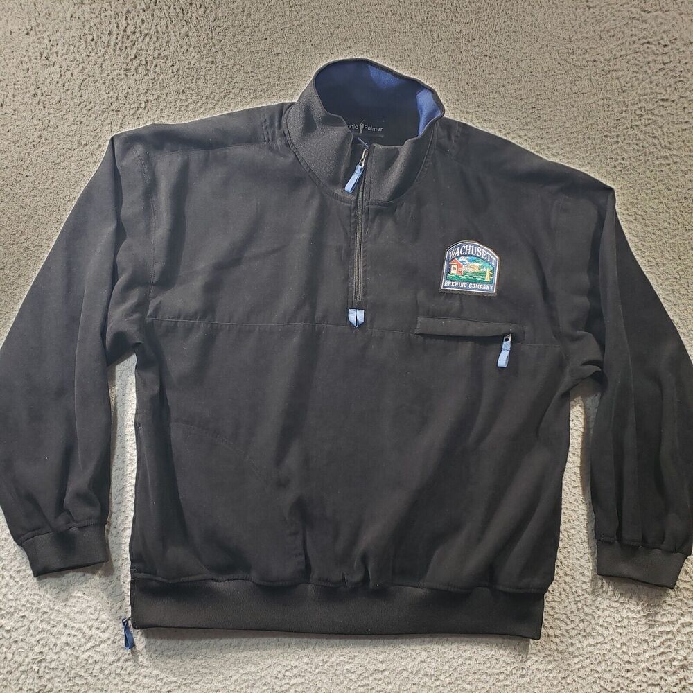 Arnold Palmer Jacket Men's XL Extra Large Black 1/4 Zip Golf Wachusett Brewing